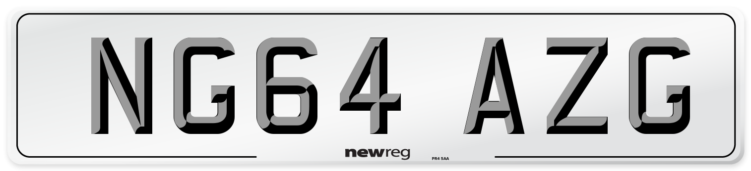 NG64 AZG Number Plate from New Reg